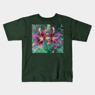 Twin Dramatic Lilies Kids T-Shirt